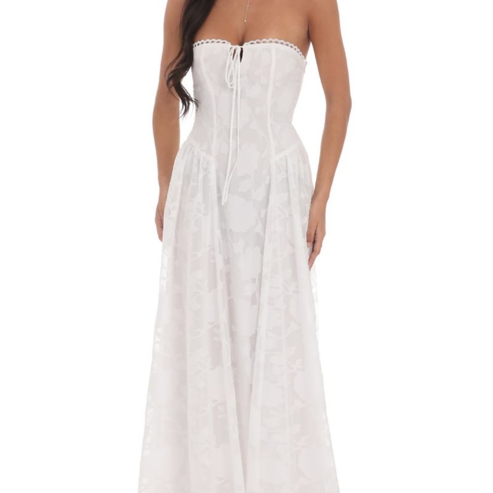 Lucy in the Sky White Strapless Maxi Gown
